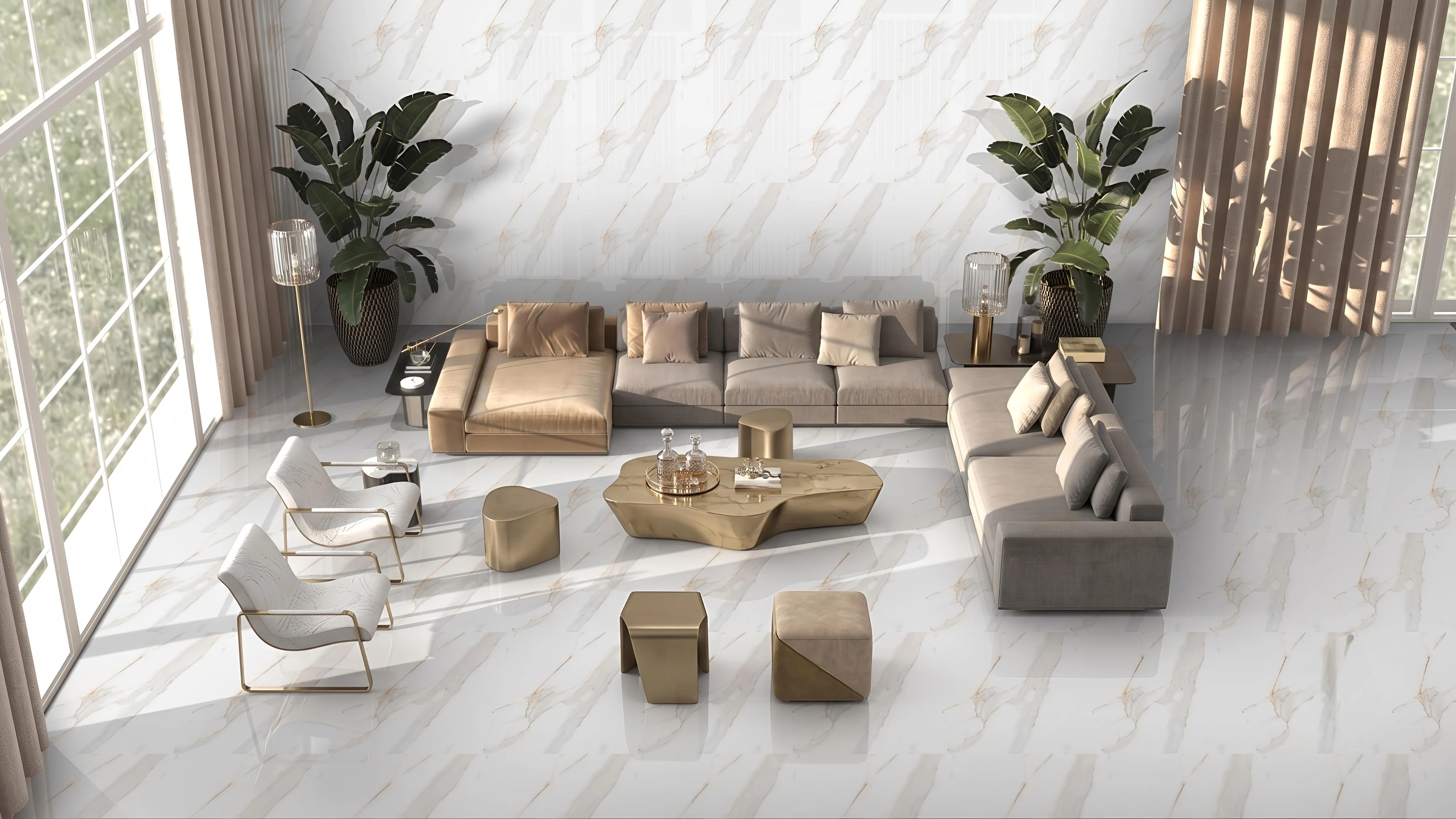 Royal Onyx Beige Living Room Mockup